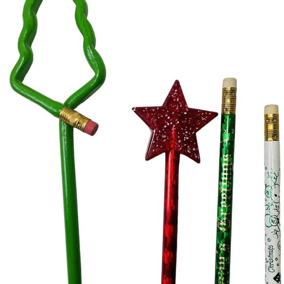 Wood Pencils Candy Cane Tree Star Holiday Unused Vintage Christmas Shaped Lot 7 - Picture 3 of 12